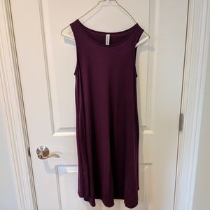 Purple sleeveless swing dress